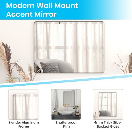 Flash Furniture 22" x 30" Black Metal Framed Accent Wall Mirror RH-M001-SRC5676MB-BK-GG